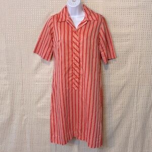 Vintage Country Miss Striped Button Down Collared Dress
